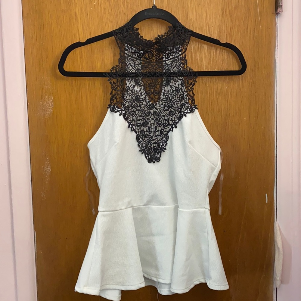 New No Tags. Cute White Lace Button Top